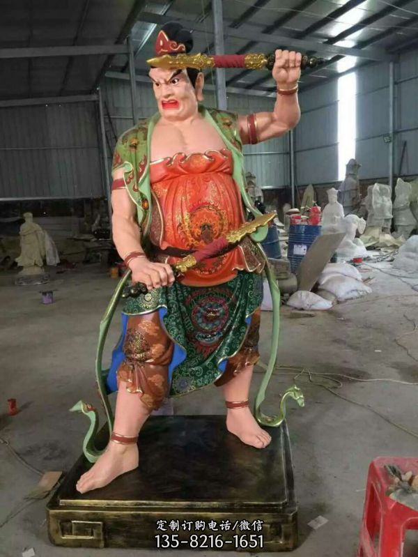寺廟玻璃鋼彩繪大型景觀哼哈二將雕塑