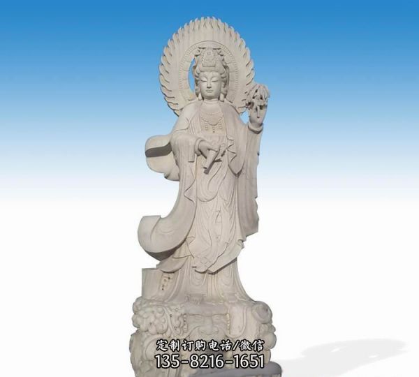寺廟鰲魚漢白玉石雕觀音雕塑