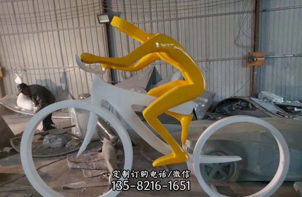 不銹鋼騎單車景觀雕塑