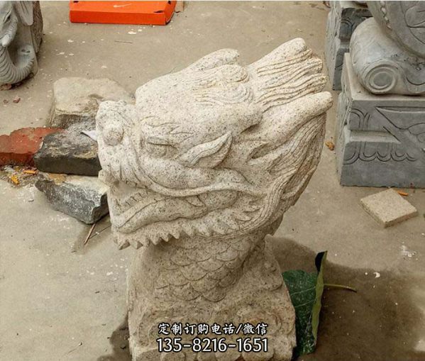 城市廣場景觀湖邊龍頭噴泉砂巖石雕