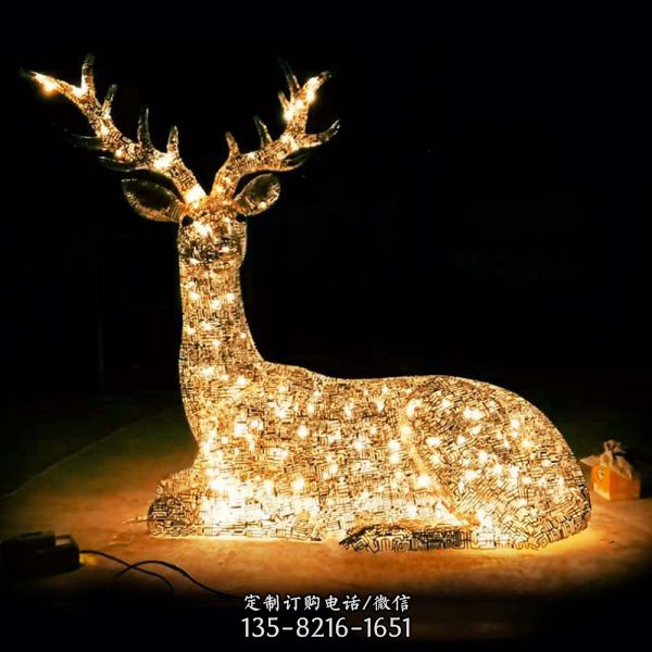 公園大型仿真動物夜晚照明梅花鹿雕塑