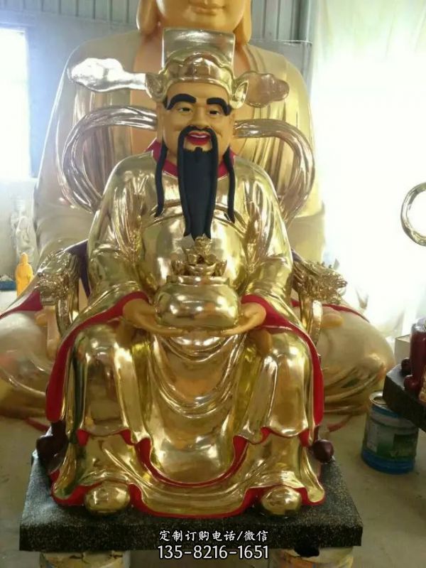 室內(nèi)供奉佛像不銹鋼鎏金財(cái)神雕塑