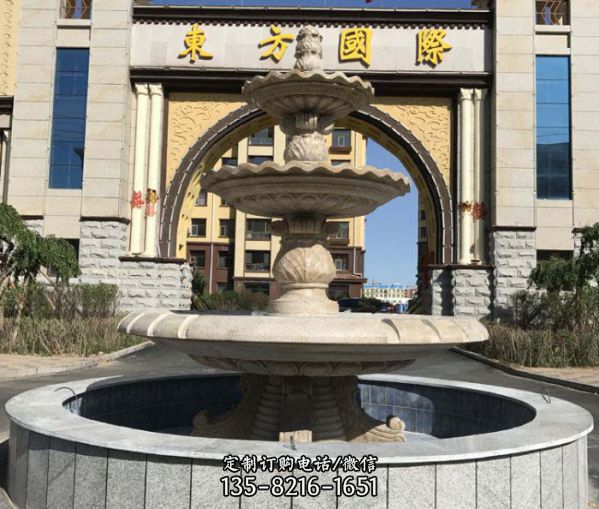 大理石三層歐式噴泉小區石雕