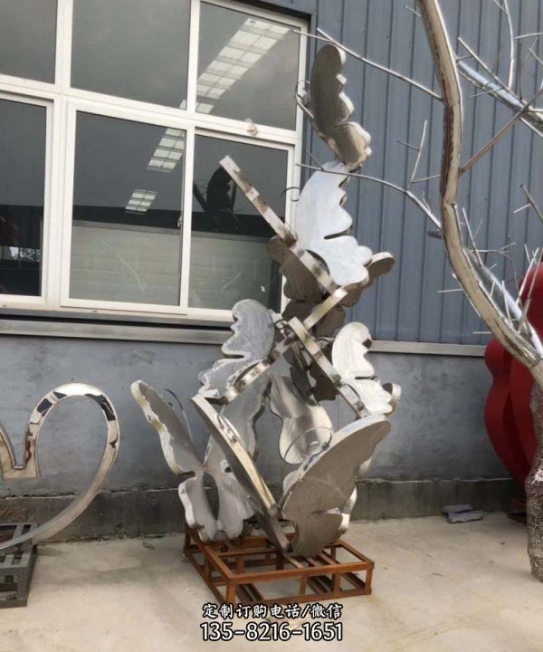 小區不銹鋼鏡面抽象蝴蝶雕塑