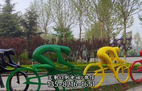 不銹鋼抽象騎自行車人物雕塑
