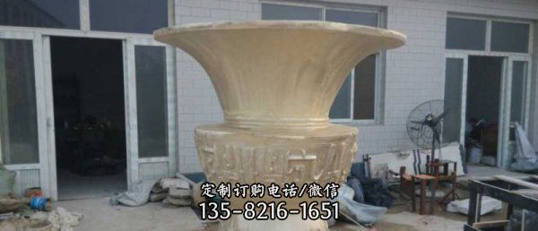不銹鋼噴漆烤漆戶外大型花盆雕塑