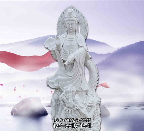 景區(qū)漢白玉石雕大型觀音菩薩雕塑