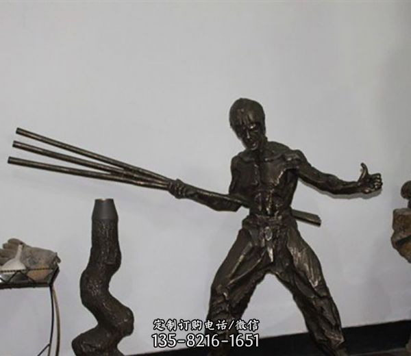戶外廣場銅雕影視巨星李小龍雕塑