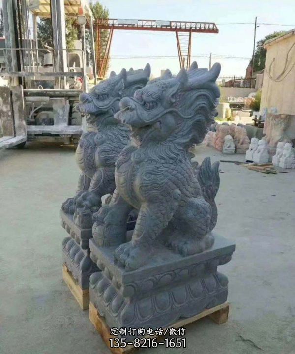 戶外廣場大理石石雕神獸麒麟雕塑