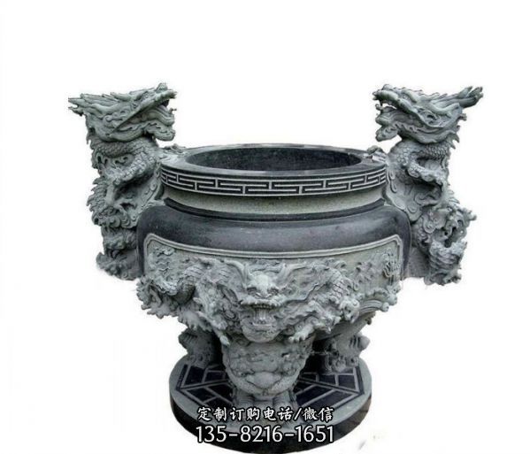 寺廟景觀龍頭水缸石雕戶(hù)外園林?jǐn)[件缸雕塑