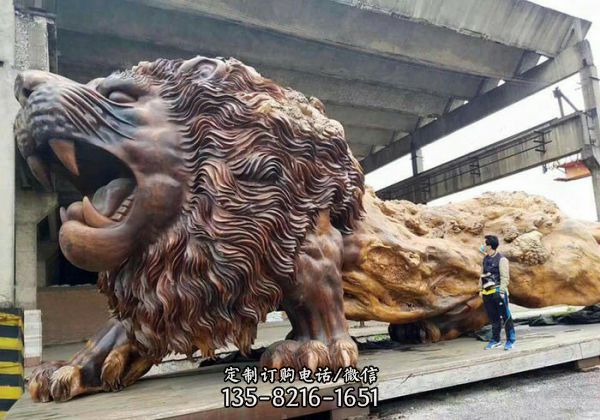 大型仿真動(dòng)物城市戶外玻璃鋼浮雕獅子雕塑