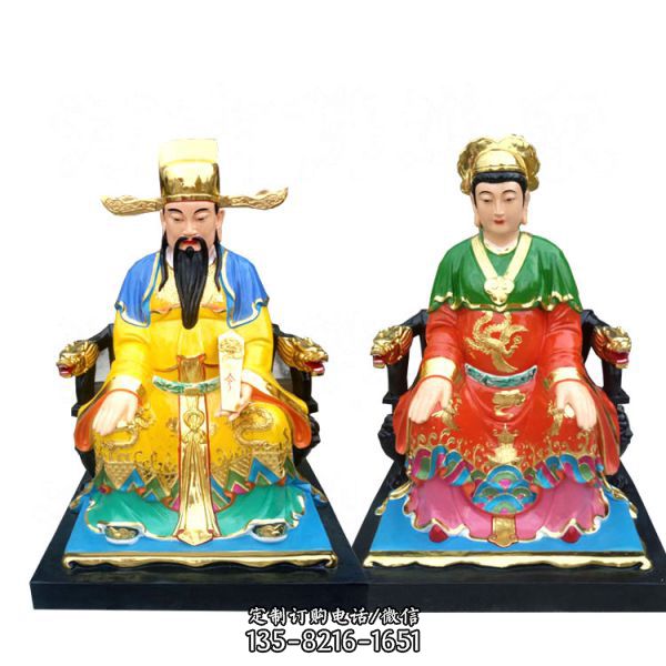 佛像寺廟玻璃鋼彩繪城隍奶奶城隍爺雕塑