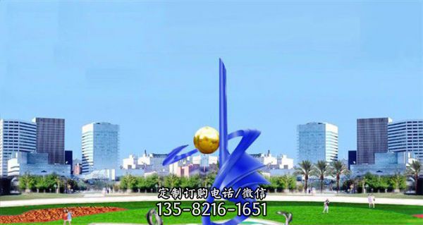 城市戶外不銹鋼抽象個性藍色疼雕塑