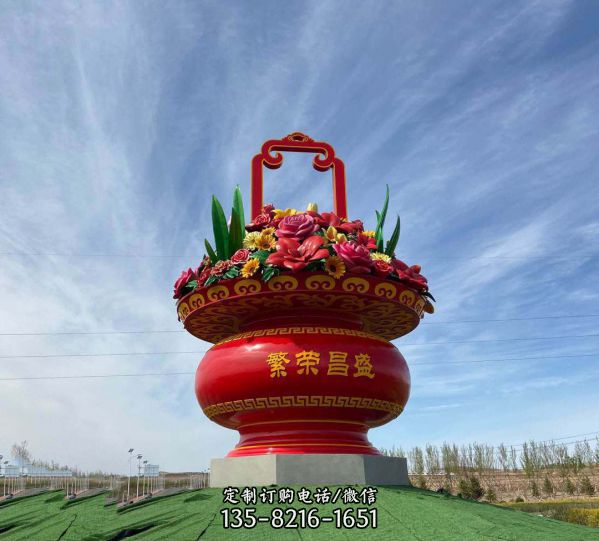 定制玻璃鋼大型花籃雕塑戶外天安門(mén)廣場(chǎng)公園花籃雕塑