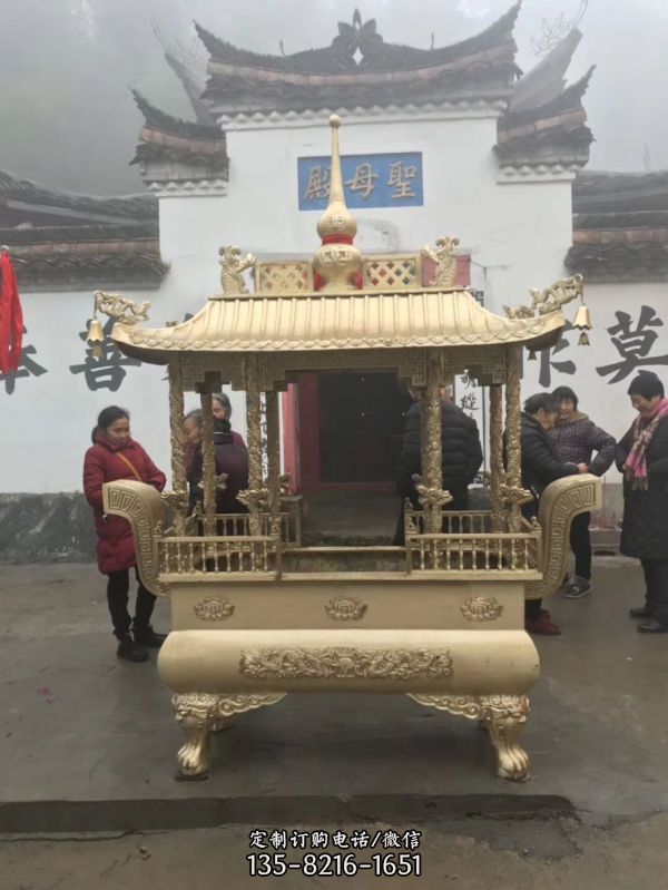 祠堂道觀上香祈福鍍金香爐雕塑