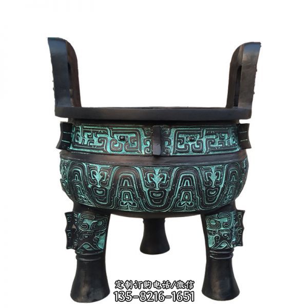 古代青銅創意浮雕祭祀鼎雕塑