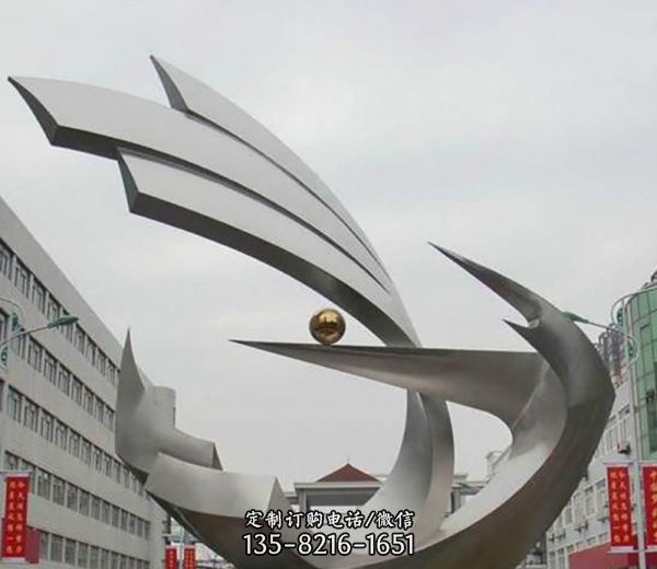 商場街道不銹鋼創(chuàng)意海浪浪花雕塑