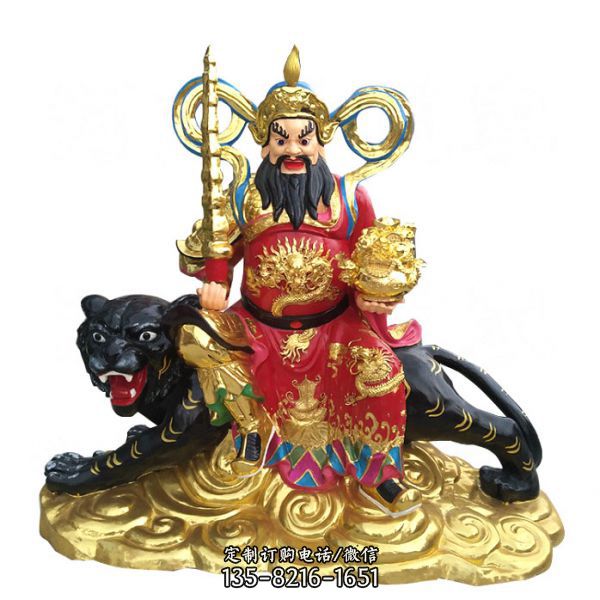 文財神比干神像玻璃鋼彩繪坐著伏虎的財神雕塑