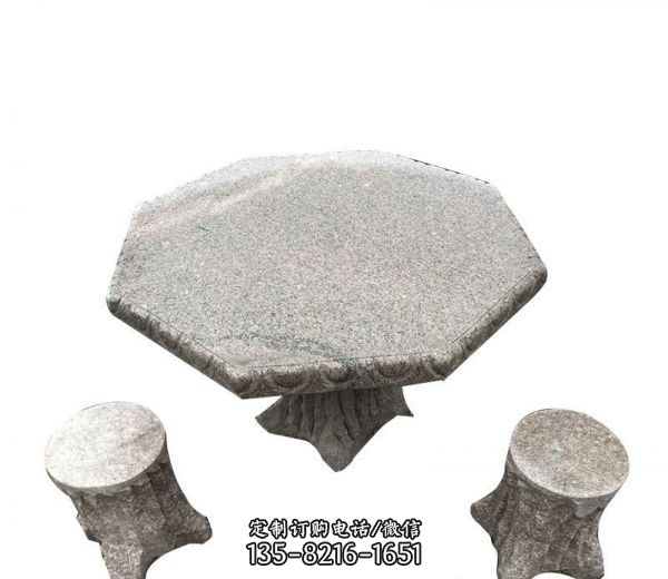 簡(jiǎn)約樹(shù)根八角石桌凳園林景觀石雕