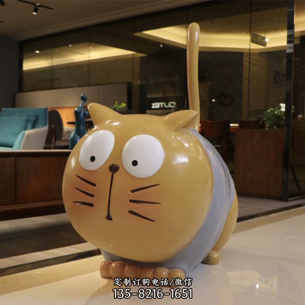 景區(qū)玻璃鋼可愛(ài)的胖胖貓雕塑