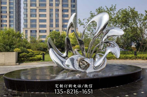 廣場大型不銹鋼抽象花朵雕塑