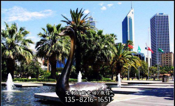 城市海邊創(chuàng)意不銹鋼黑天鵝雕塑