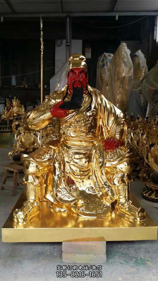 景區寺廟不銹鋼鎏金關公雕塑