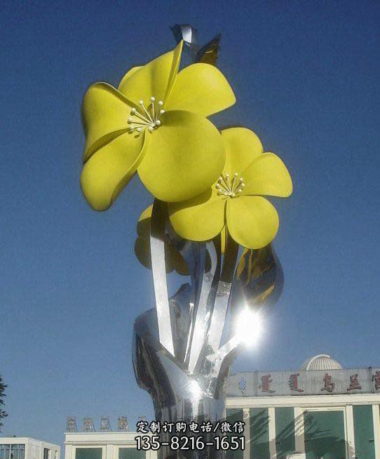 廣場創意不銹鋼蘭花城市花朵雕塑