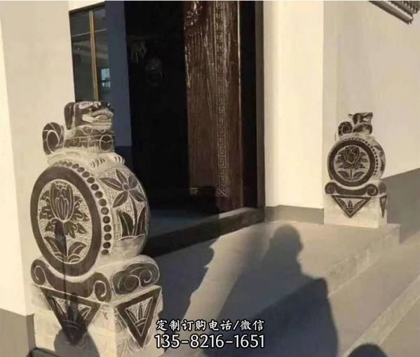 中式庭院景觀仿古浮雕型抱鼓石
