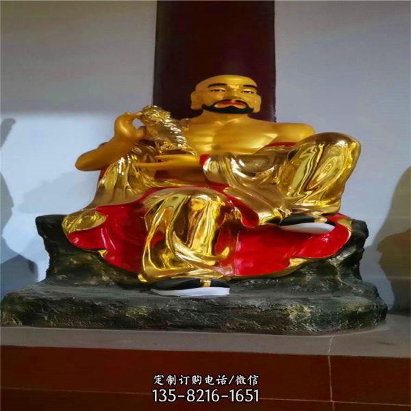 景區寺廟玻璃鋼鎏金噴漆十八羅漢雕塑