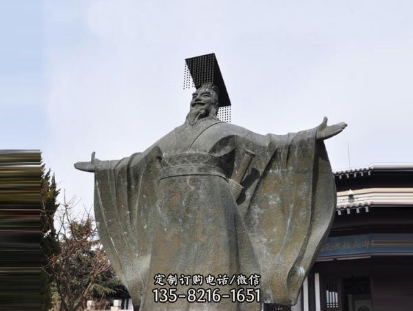 學院古代名人鍛造秦始皇銅雕