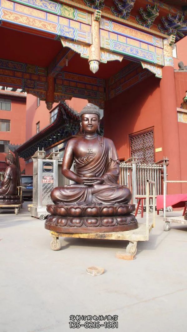 寺廟不銹鋼仿銅坐著的如來佛祖雕塑