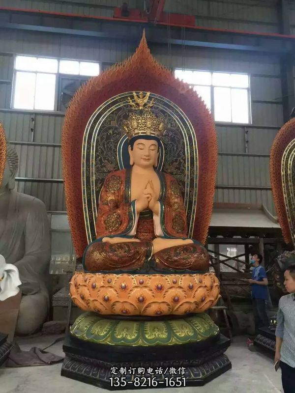 景區(qū)玻璃鋼坐著的三圣雕塑
