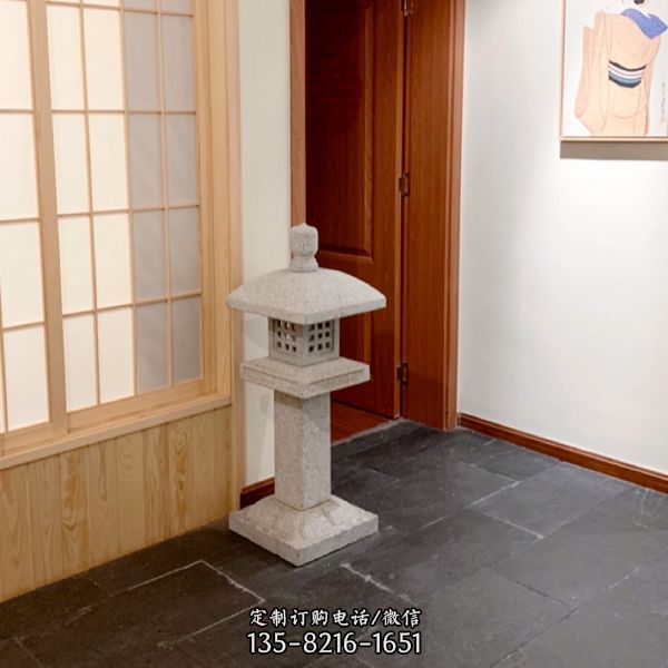 中式園林別墅室內擺放仿古青石頭燈擺件