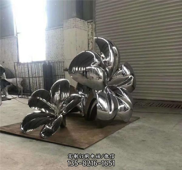 不銹鋼植物鏡面抽象工藝荷花雕塑