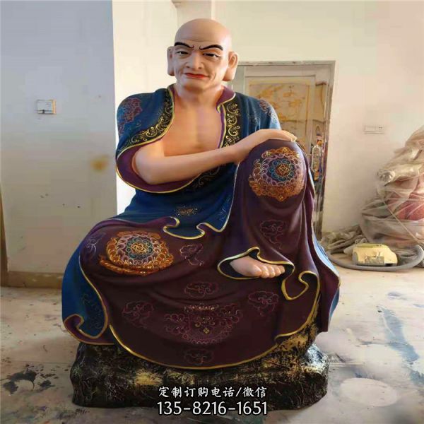 宗教廟宇玻璃鋼彩繪大型景觀十八羅漢雕塑