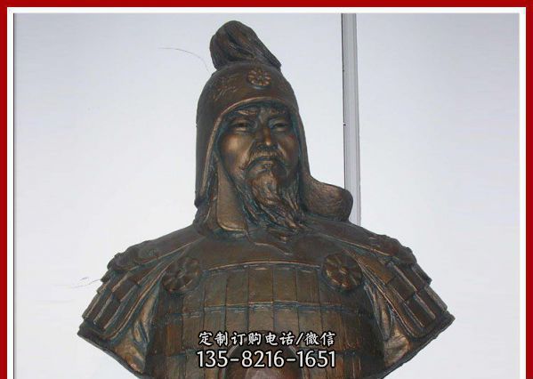 軍事家玻璃鋼仿銅胸像成吉思汗雕塑