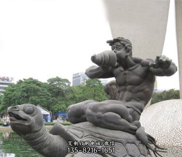 景區(qū)大理石創(chuàng)意人物坐著烏龜?shù)袼? title=