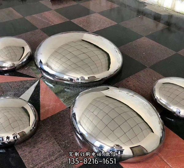 鏡面不銹鋼石頭金屬抽象鵝卵石草坪售樓處落地藝術裝飾品擺件