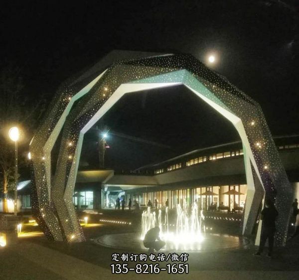 不銹鋼戶外幾何拱門雕塑