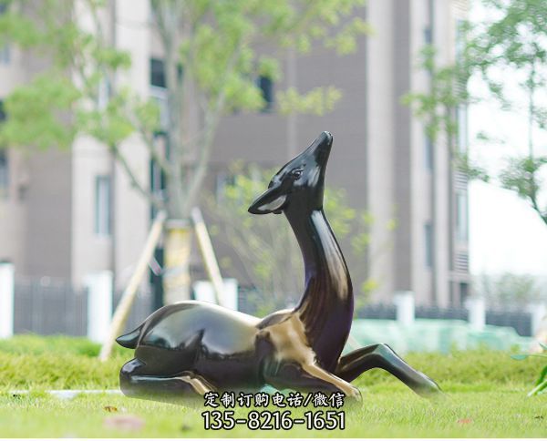 草坪景觀玻璃鋼仿銅梅花鹿雕塑