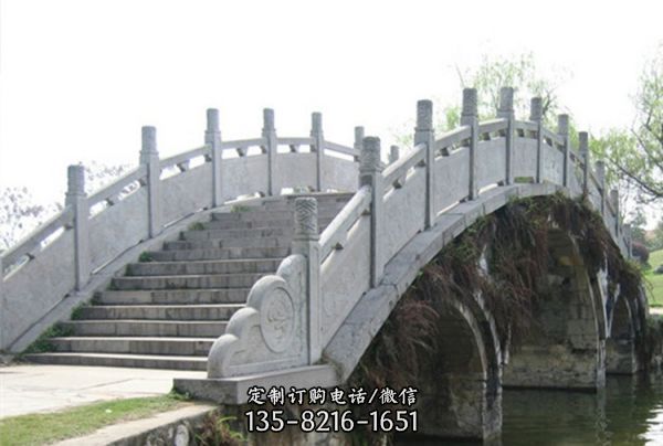 景點石拱橋大理石欄桿雕塑