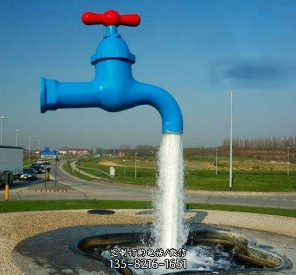 戶外景區創意抽象大型噴泉水龍頭雕塑