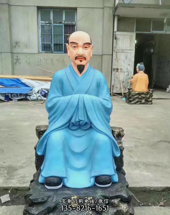 名醫銅雕彩繪坐著的葛洪雕塑