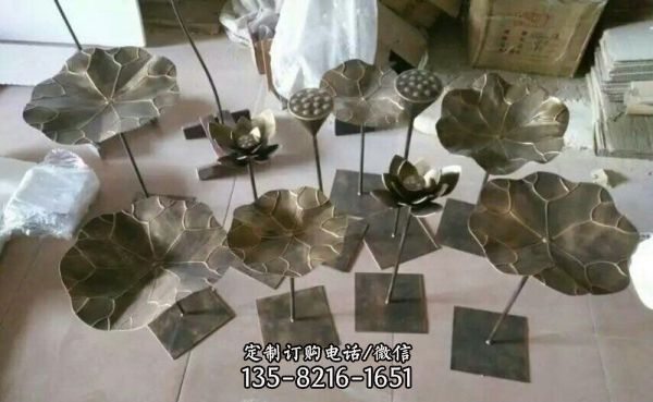 公園鍛銅荷葉荷花 雕塑