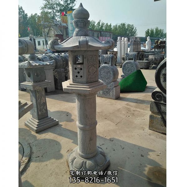 園林戶外擺放仿古青石石燈落地?zé)魯[件