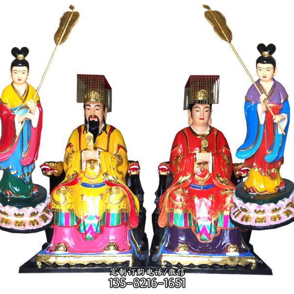 玻璃鋼彩繪寺廟供奉神佛唐明皇夫妻廟宇景觀唐明皇雕塑