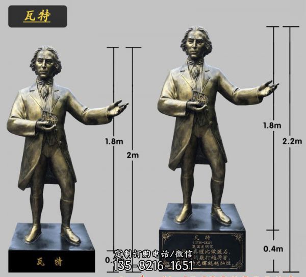 玻璃鋼仿銅世界名人瓦特雕塑