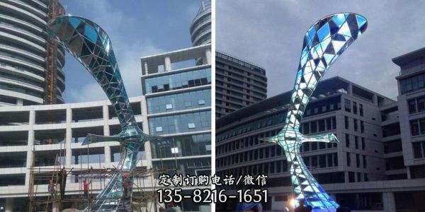 城市不銹鋼抽象大雁景觀雕塑