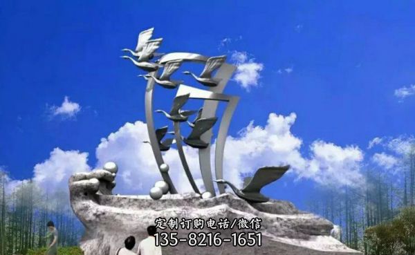 廣場大雁不銹鋼鏡面雕塑